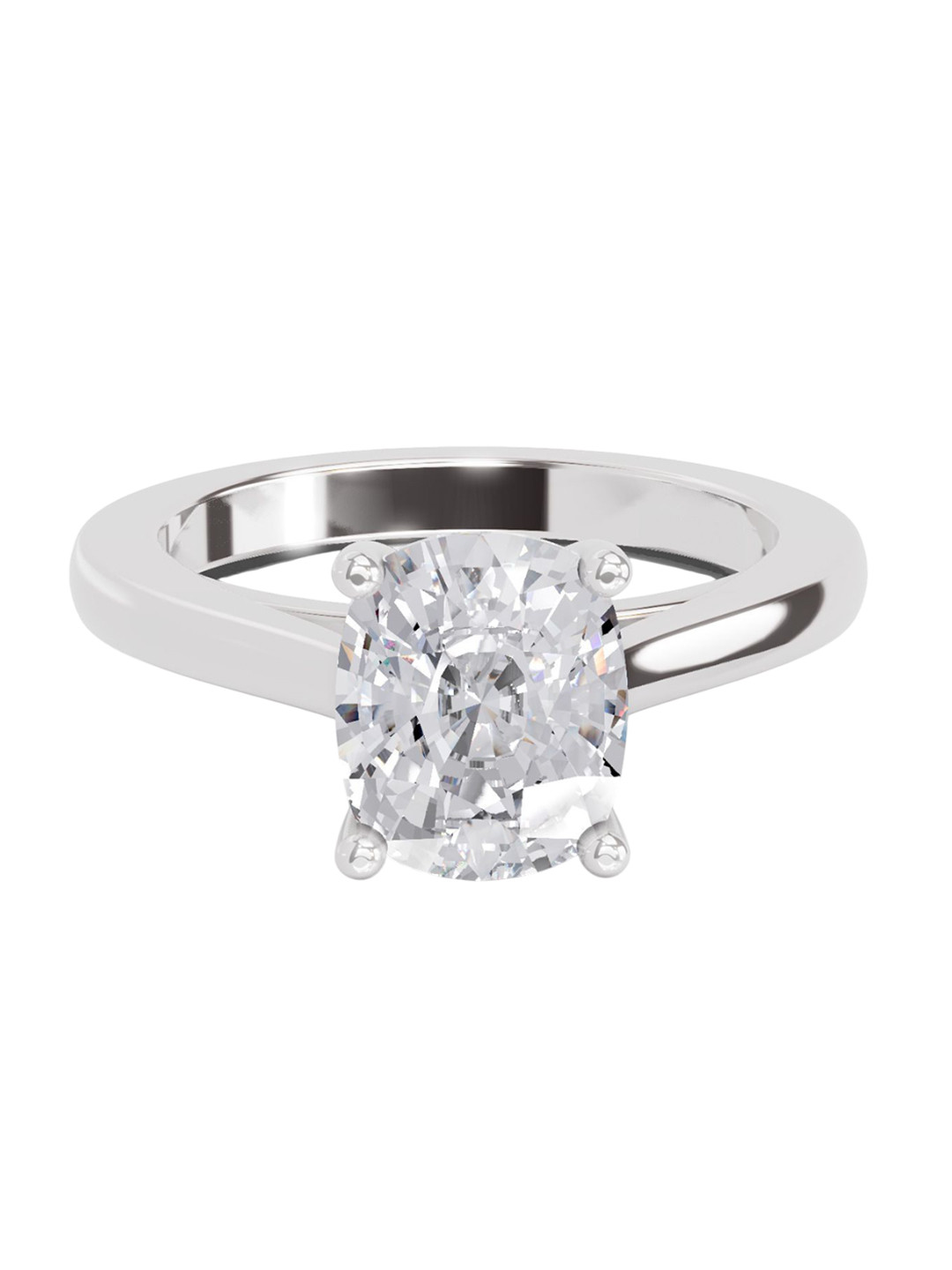 Sparkles 14K White Gold Lab Grown Diamond 3 Carat Cushion Shape Diamond Ring
