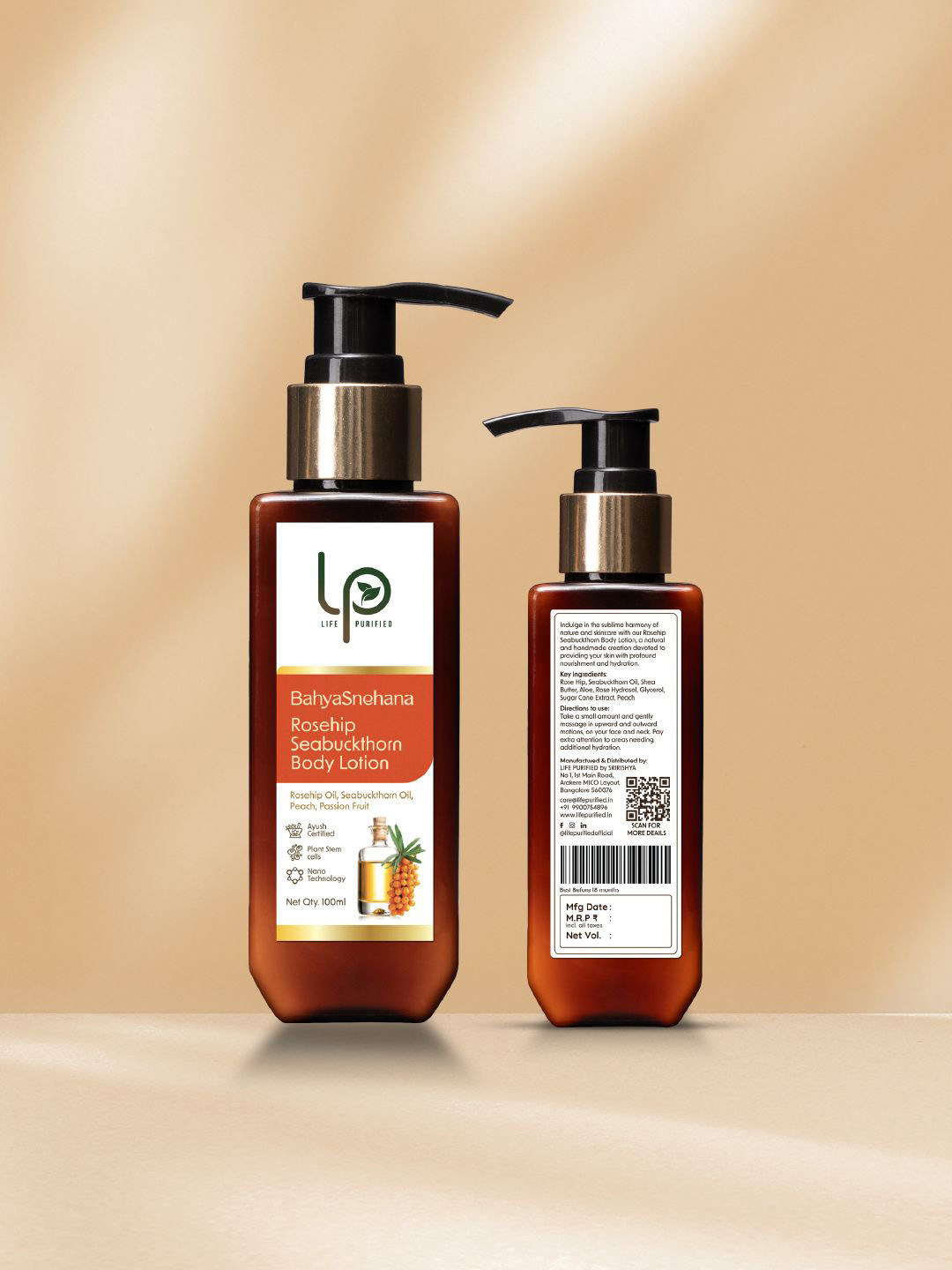 LP'S LIFE PURIFIED Bahya Snehana Rosehip Seabuckthorn Body Lotion- 100 ml