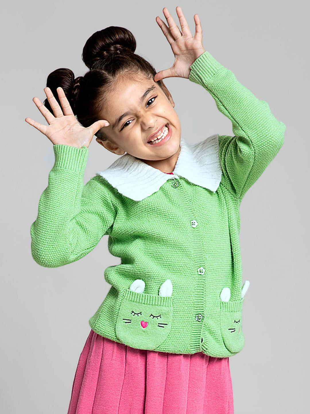Hopscotch Girls Wool Printed Sweaters