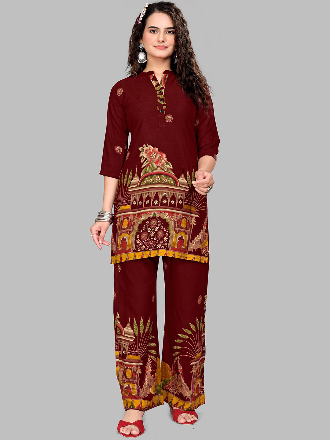 KANGOPI FASHION Ethnic Motifs Printed Regular Kurti with Palazzos