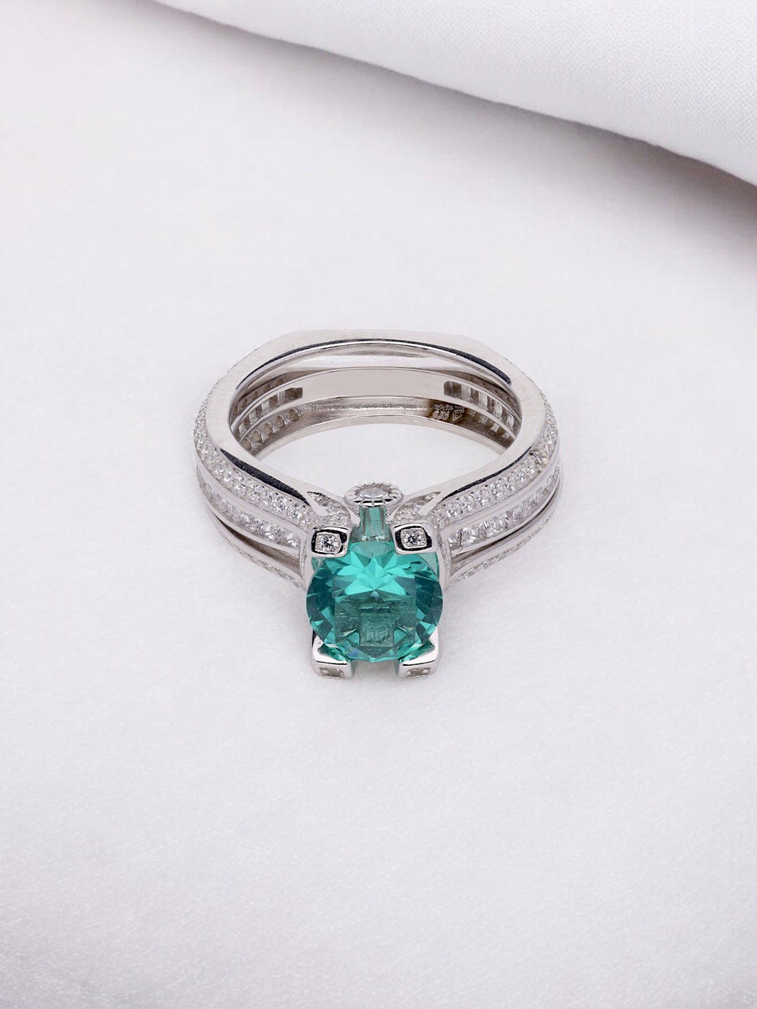 Crash.Club By CKC Sliver-plated Zircon-Studded Finger Ring