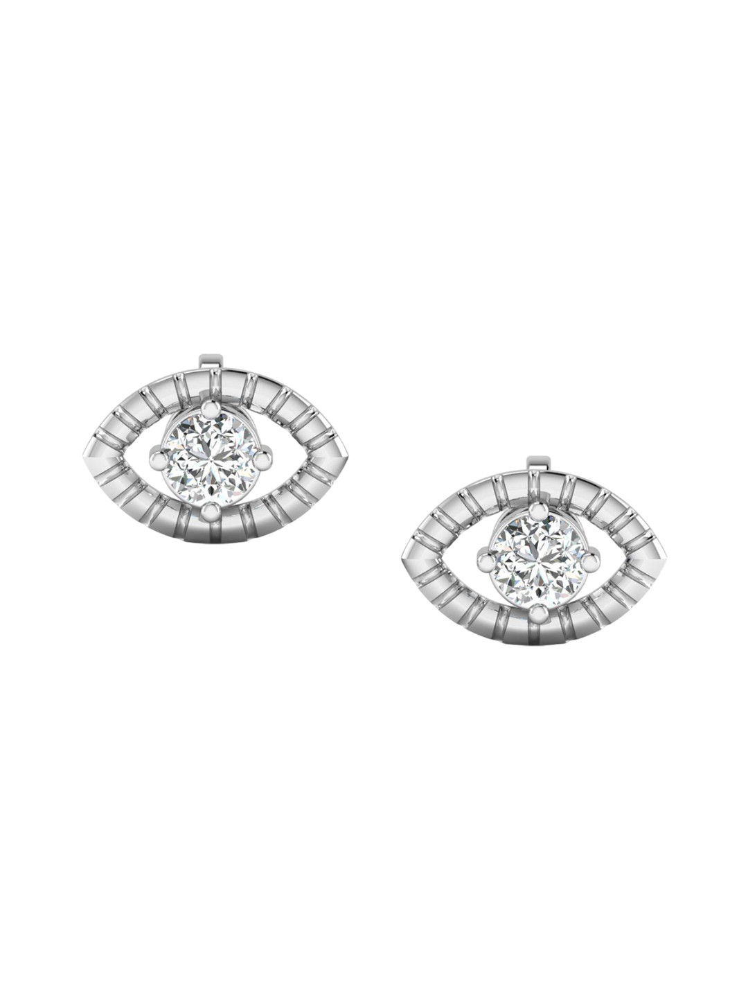 SHINE ETERNAL 14 Kt White Gold Lab Grown Diamond Evil Eye Studs