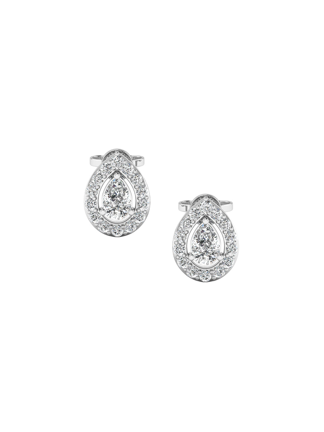 SHINE ETERNAL 18 Kt White Gold Lab Grown Diamond Pear Halo Earrings