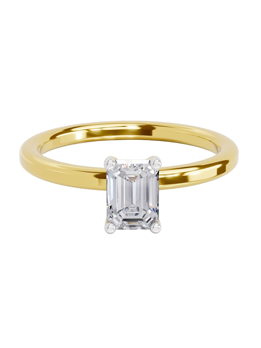Sparkles 14K Yellow Gold Lab Grown Diamond 0.75 Carat Emerald Shape Diamond Ring