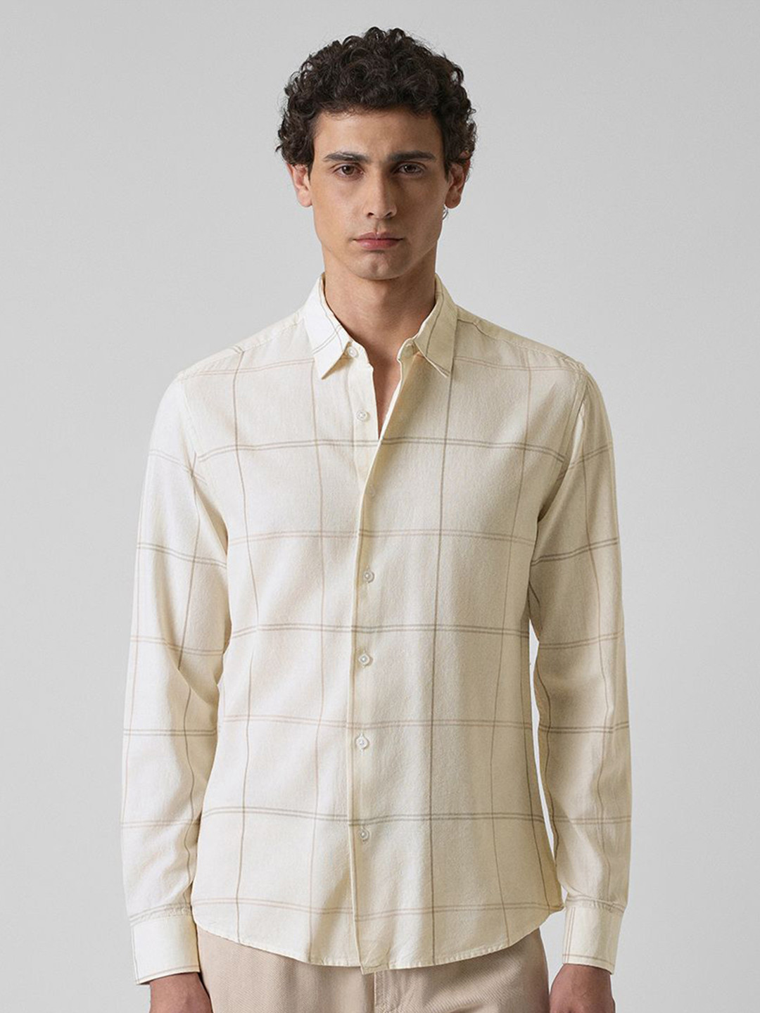 Banana Club Men Windowpane Check Casual Shirt