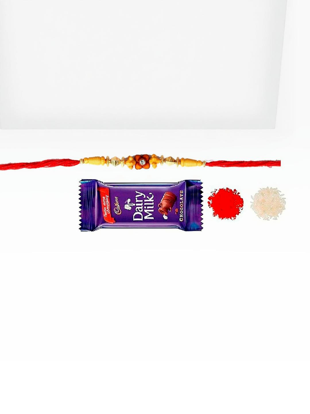 VR Creatives Single Diamond rakhi With Chocolate Set of 4