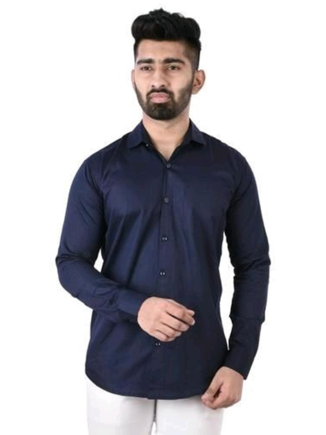 Eleni Trendz Men Navy Blue Cotton Casual Shirts