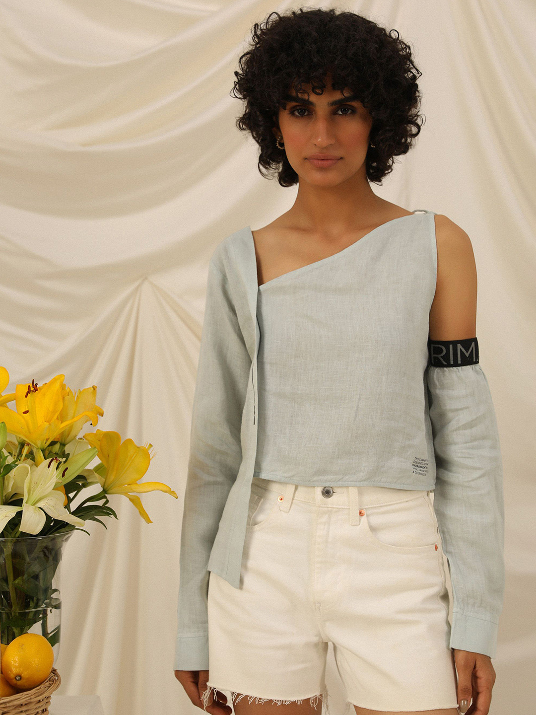 PRIMAL GRAY Women Cold-Shoulder Summer Tie Up Top