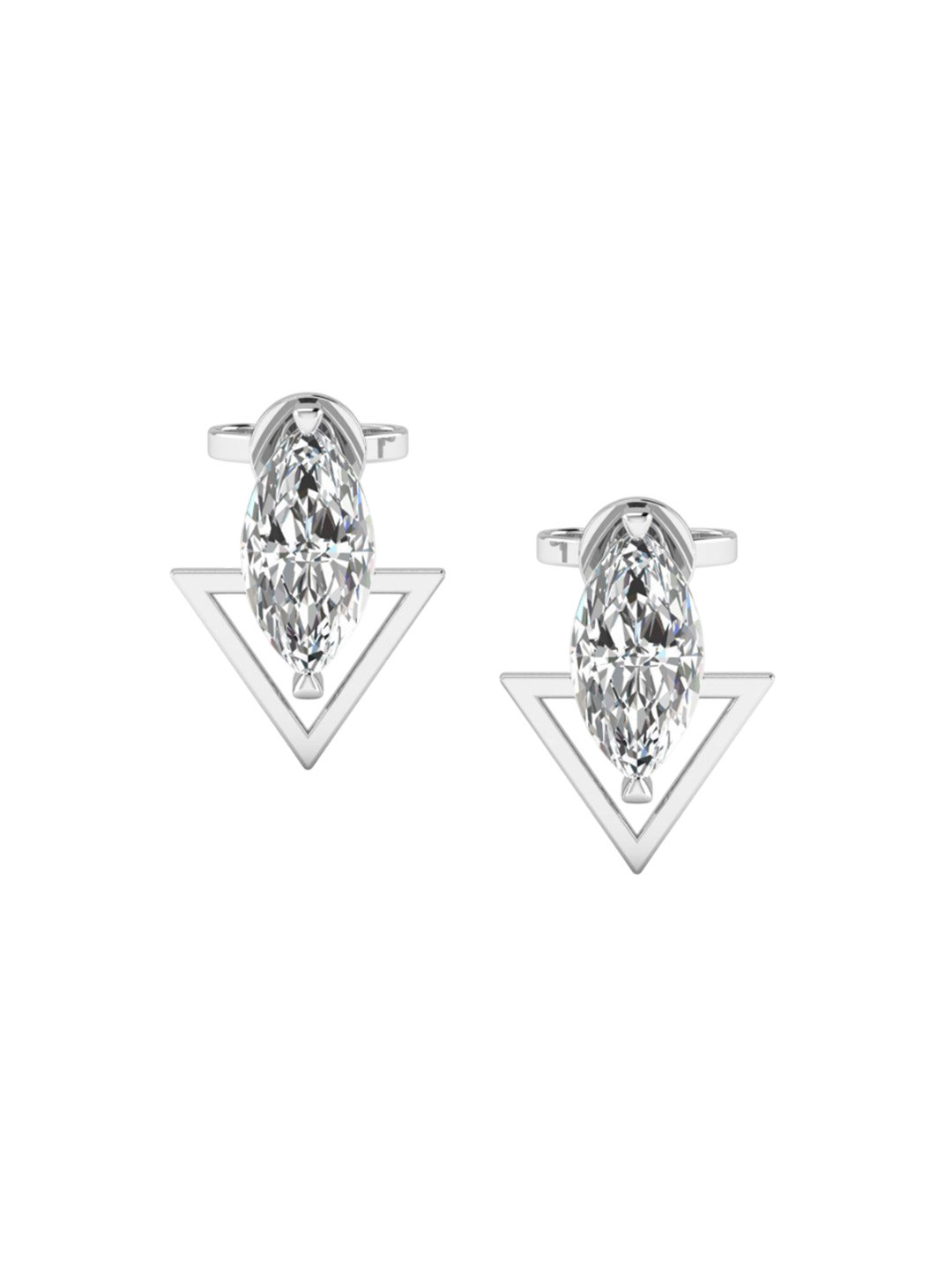 SHINE ETERNAL 18 Kt White Gold Lab Grown Diamond Marquise Inverted Luxe Earrings