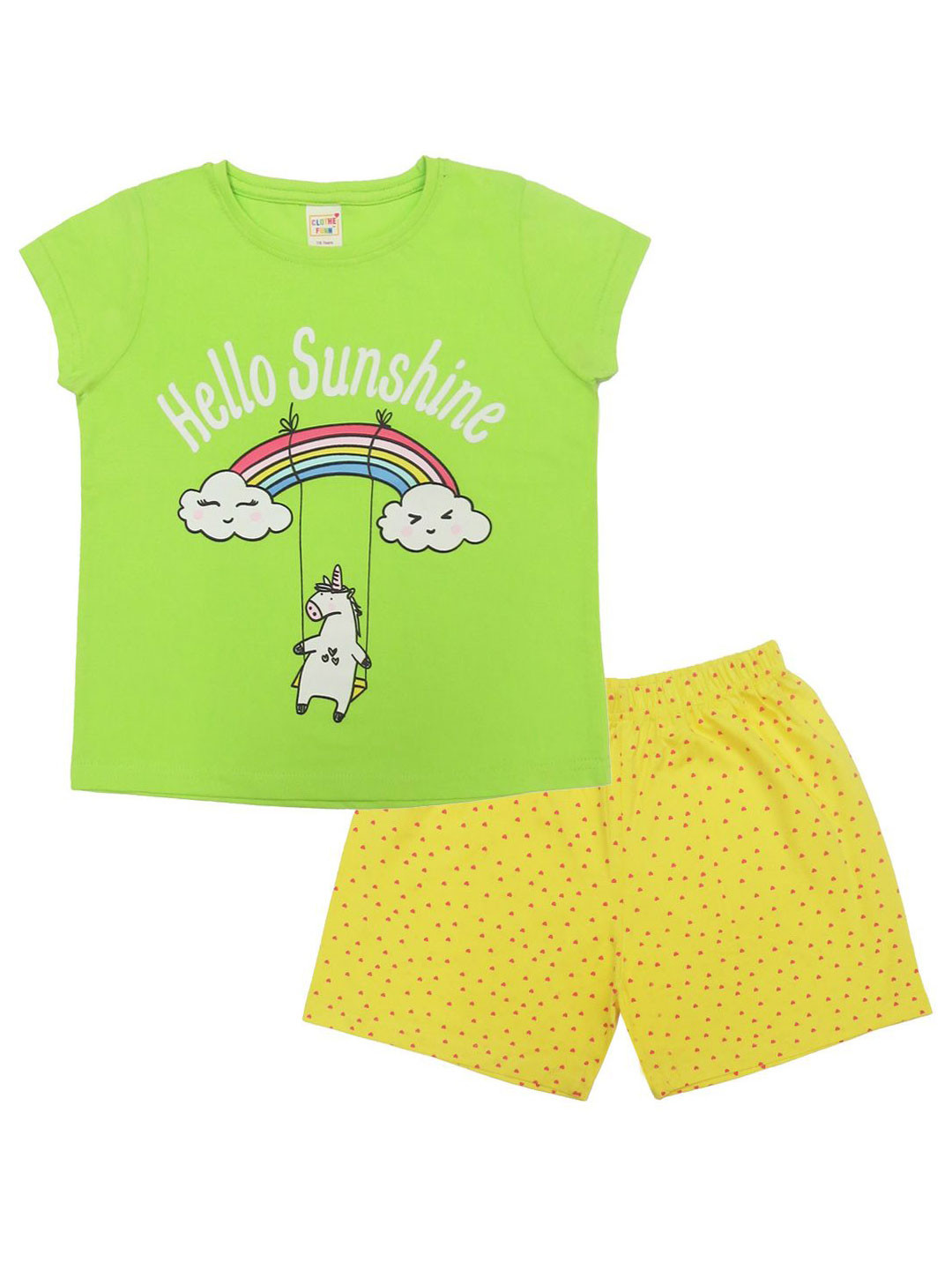 Clothe Funn Girls Printed Cotton Half Sleeves T-Shirt & Shorts Night Suit