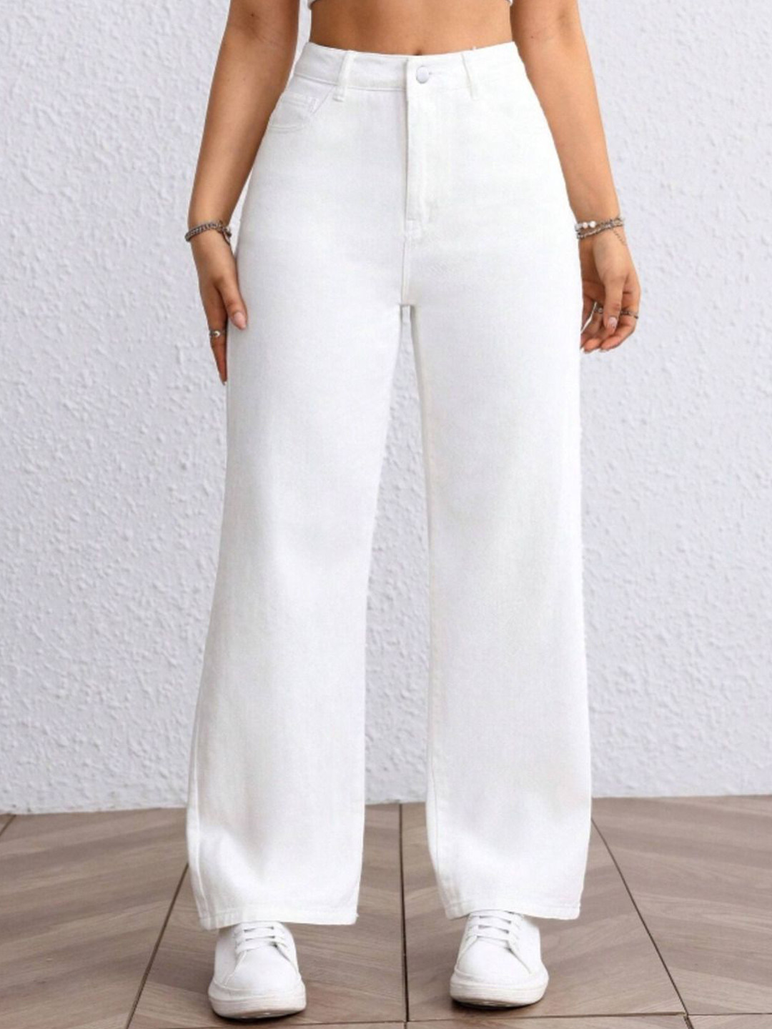 FMW Women Wide Leg High-Rise Slash Knee Jeans