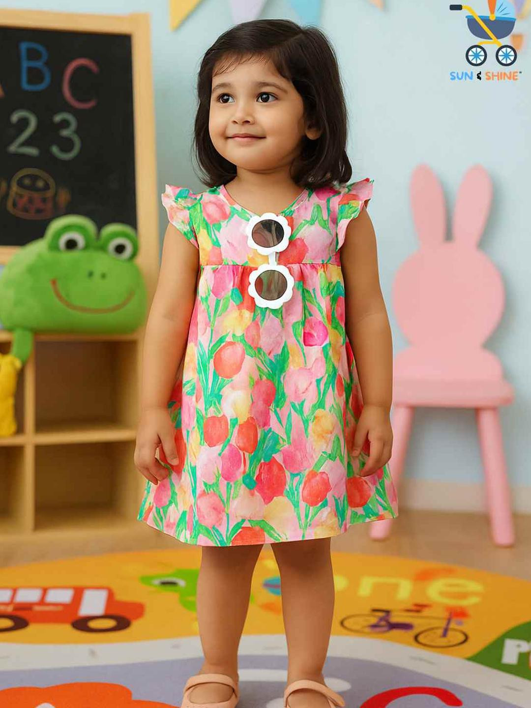 Sun & Shine Girls Polyester Fit & Flare Dresses