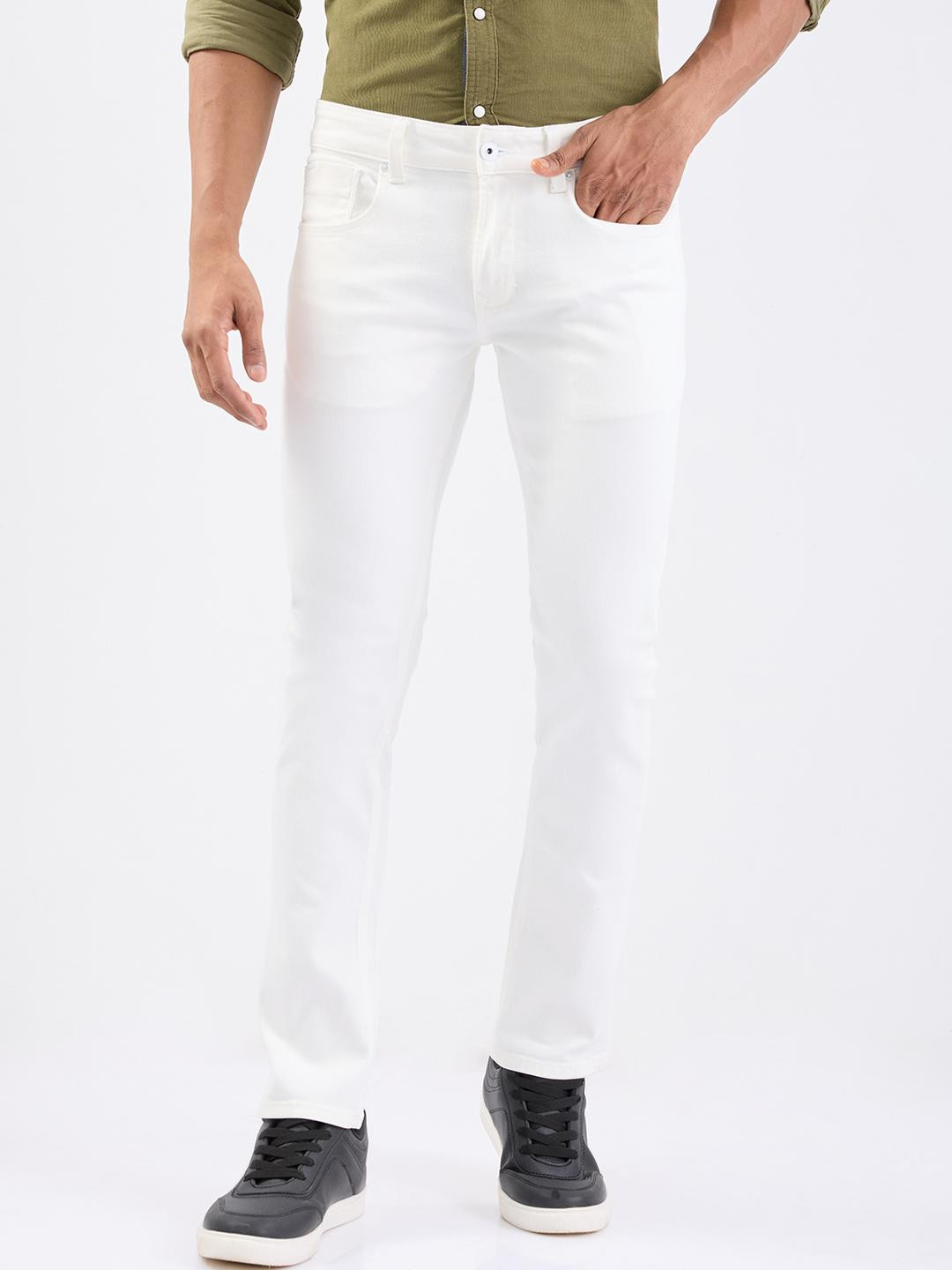 SPYKAR Men White Cotton Slim Fit Low-Rise Jeans