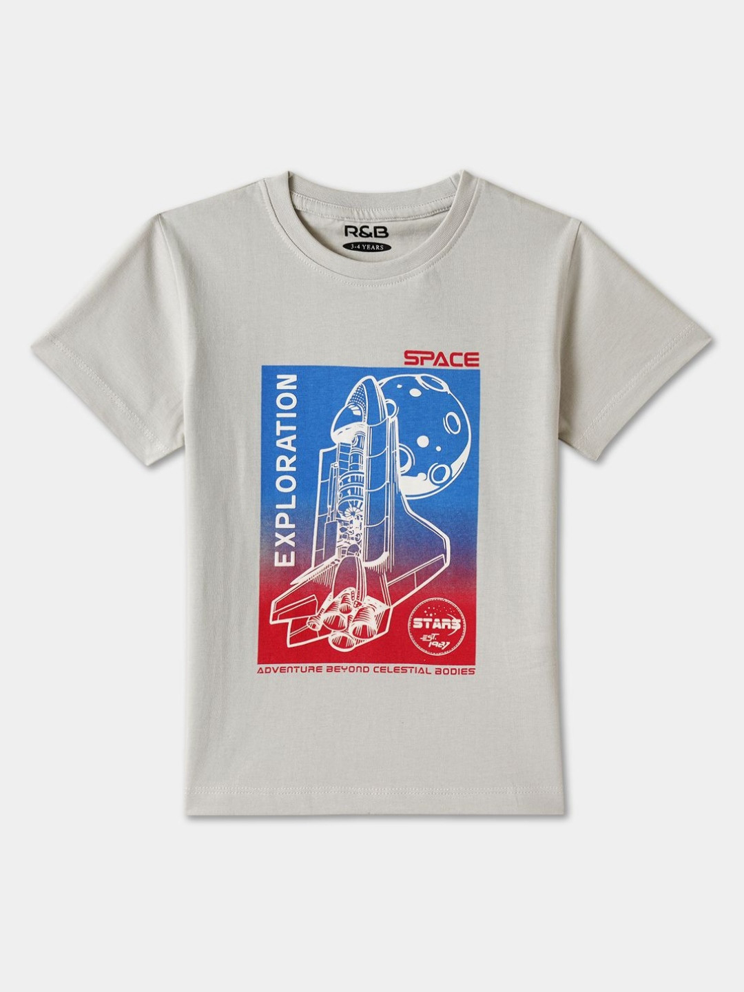 R&B Boys Graphic Printed Round Neck Cotton T-shirt