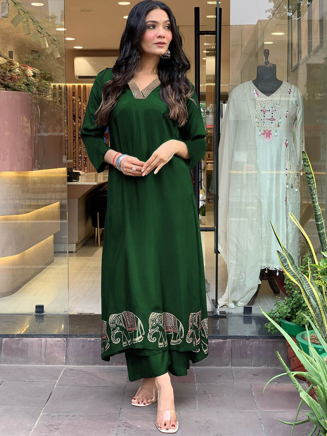 CICICA Women Ethnic Motifs Embroidered A-Line Kurta with Palazzos