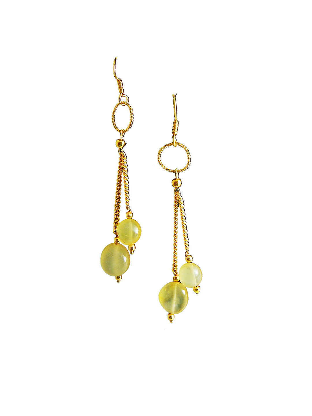 Jaya Vision Jewelry Citrine Beaded Circular Shaped Tasselled Drop Earrings