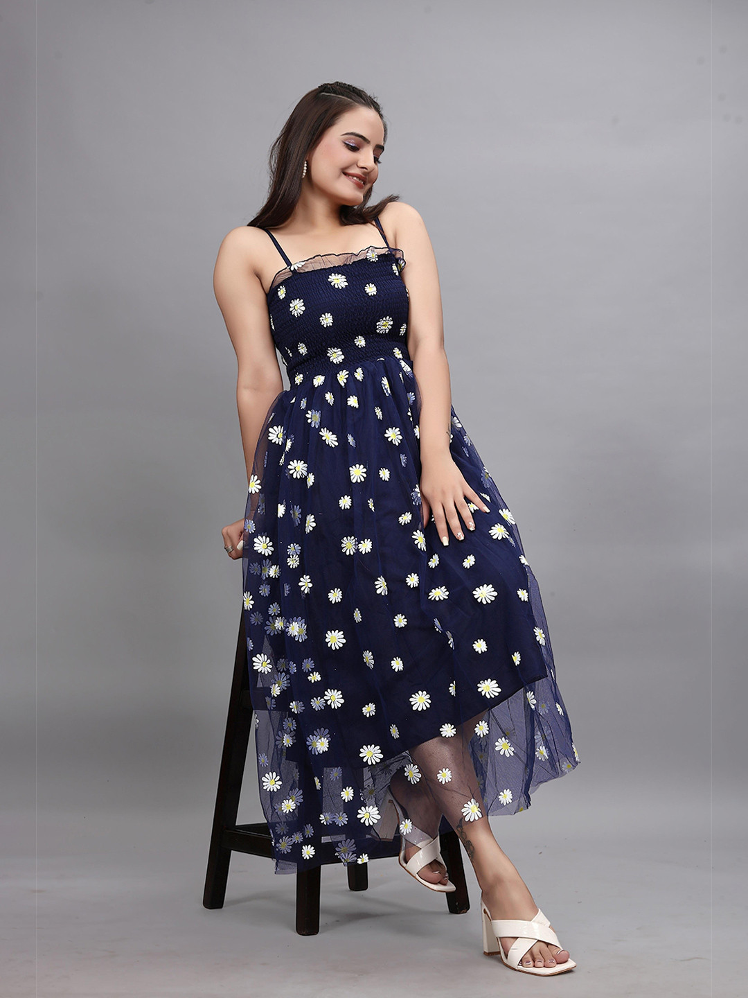 PTVIZE Women Elegant Floral Printed Fit & Flare Maxi Dress