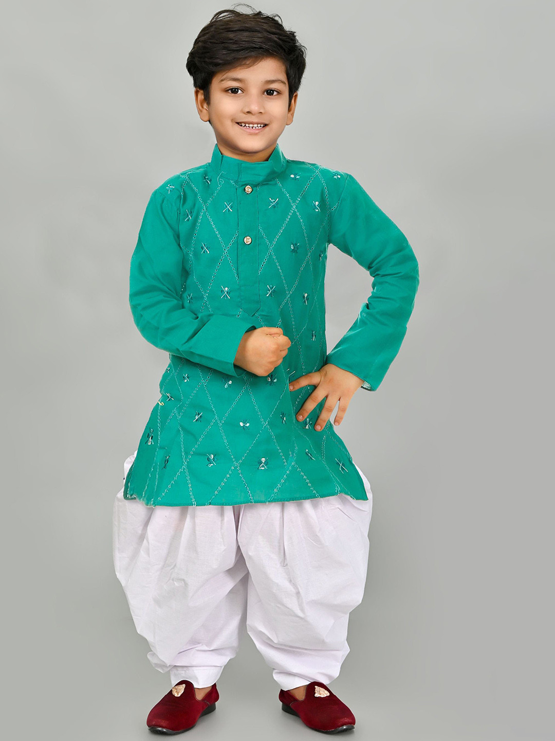 TAKE STYLE Boys Ethnic Motifs Embroidered Regular Thread Work Kurta with Patiala