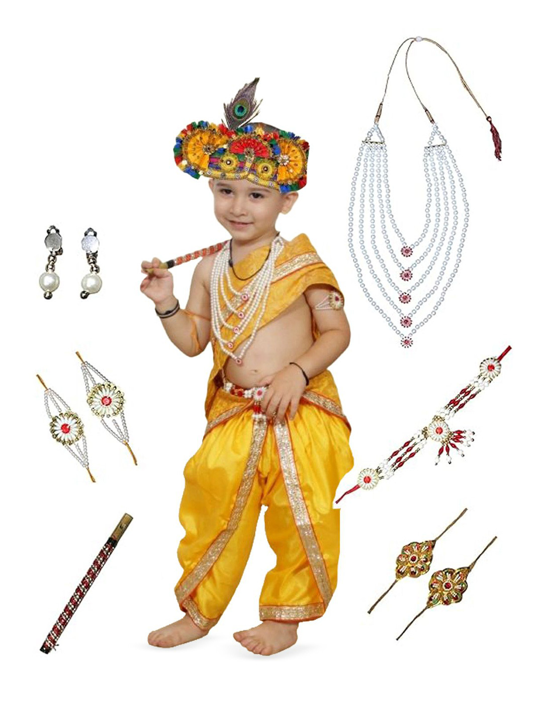 Kaku Fancy dresses Boys Krishna Costume Set With Accessories