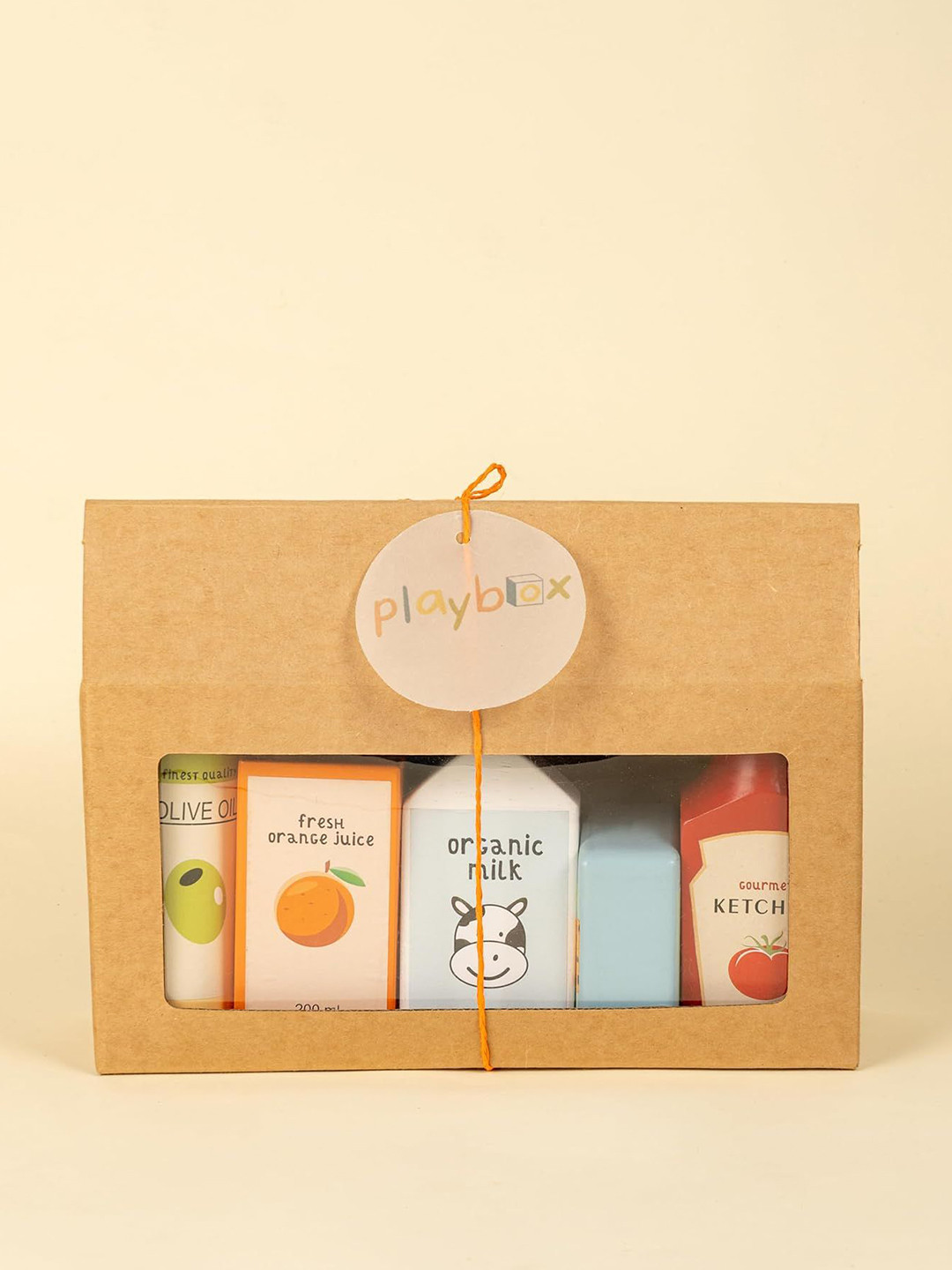 Playbox Kids 5-Pcs Wooden Shop & Roll Grocery Set