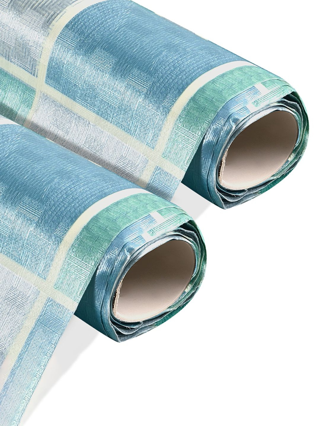 Kuber Industries 2 Pcs Checked Grey & Blue PVC Anti Slip 5 Meter Roll Kitchen Shelves