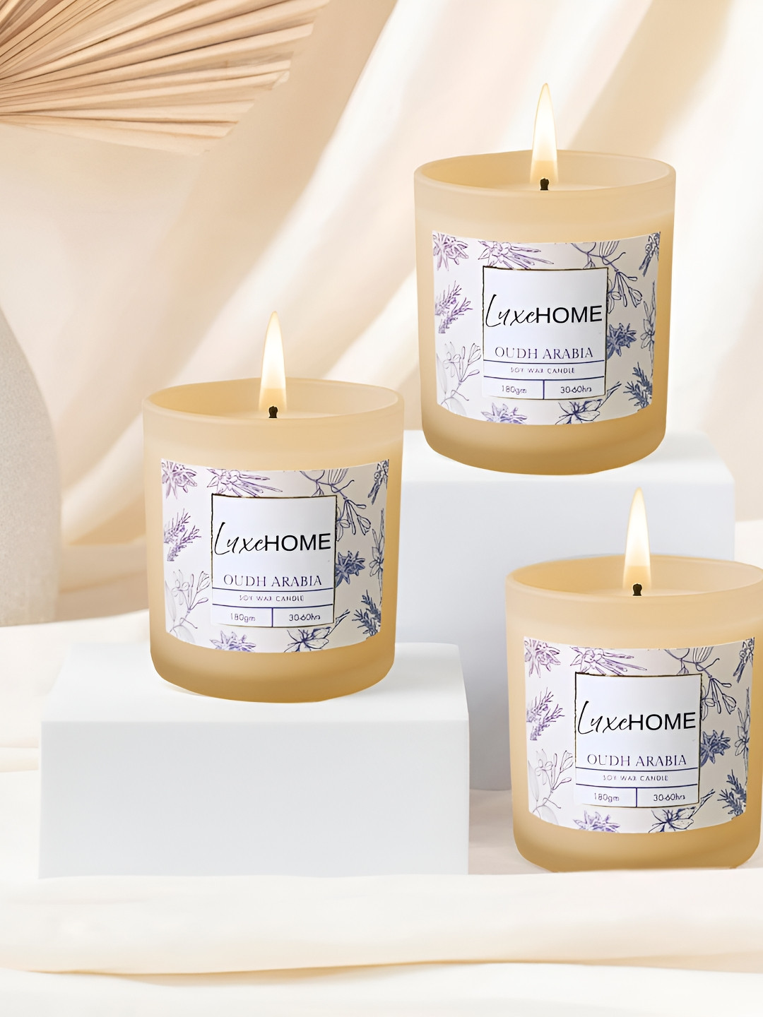 LUXEHOME INTERNATIONAL Set of 3 Oudh Arabia Jar Candle