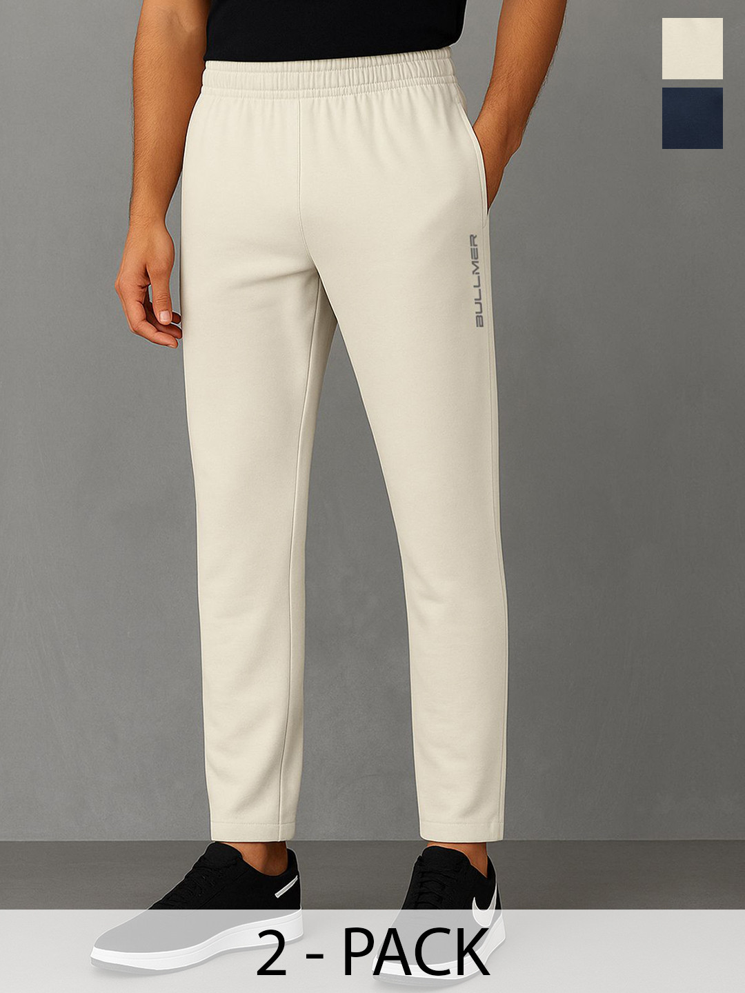 BULLMER Pack Of 2 Men Solid Mid Rise Regular Fit Track Pants