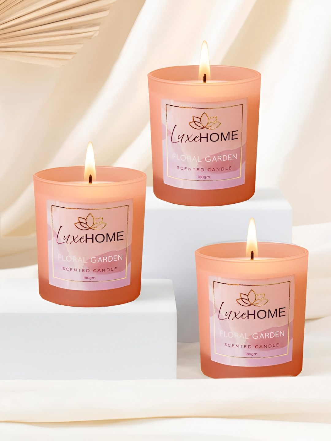 LUXEHOME INTERNATIONAL Floral Garden Pink 3 Pieces Scented Jar Candles