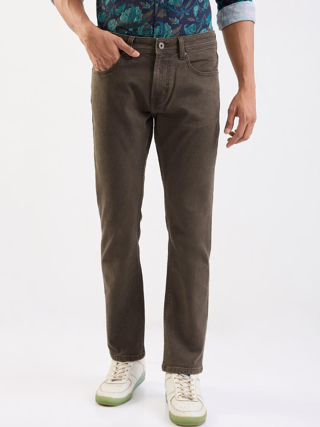 SPYKAR Men Green Cotton Regular Fit Mid-Rise Jeans