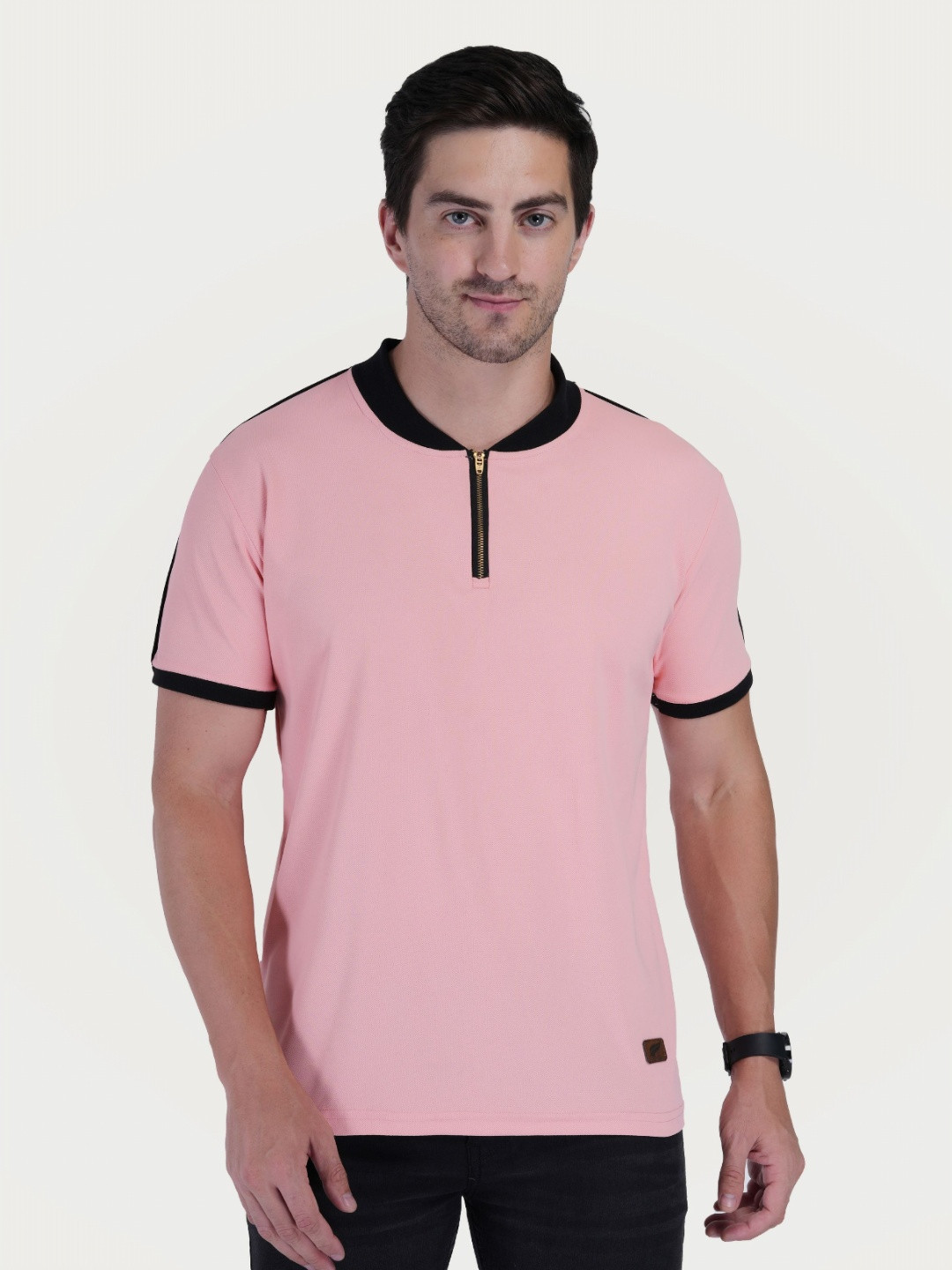 John Peters Men Bio Finish Solid High Neck T-shirt