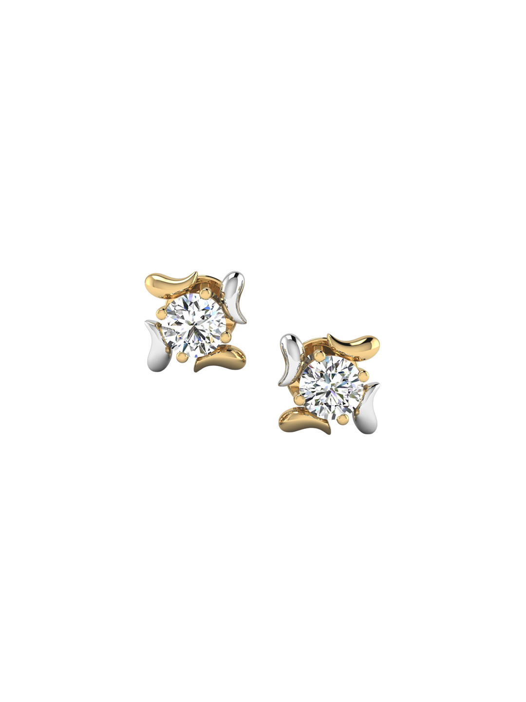 SHINE ETERNAL 14 Kt Yellow Gold Lab Grown Diamond Twirling Diamond Studs