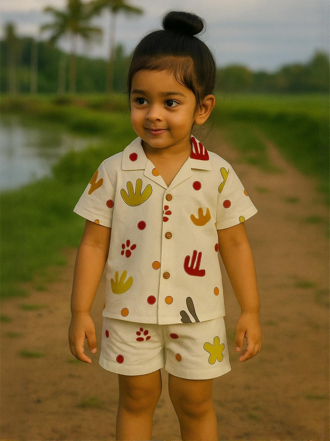 IRSIA Girls Beige Linen  Clothing Set