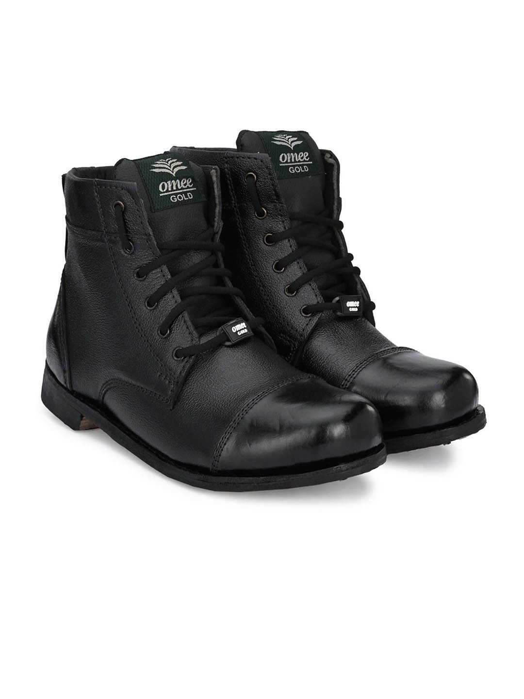 omee gold Men Leather Army Parade Drill Military Tactical Trekking Ankle Boots