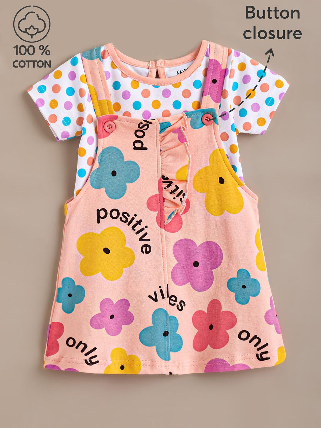 Hopscotch Girls Peach Pure Cotton  Clothing Set