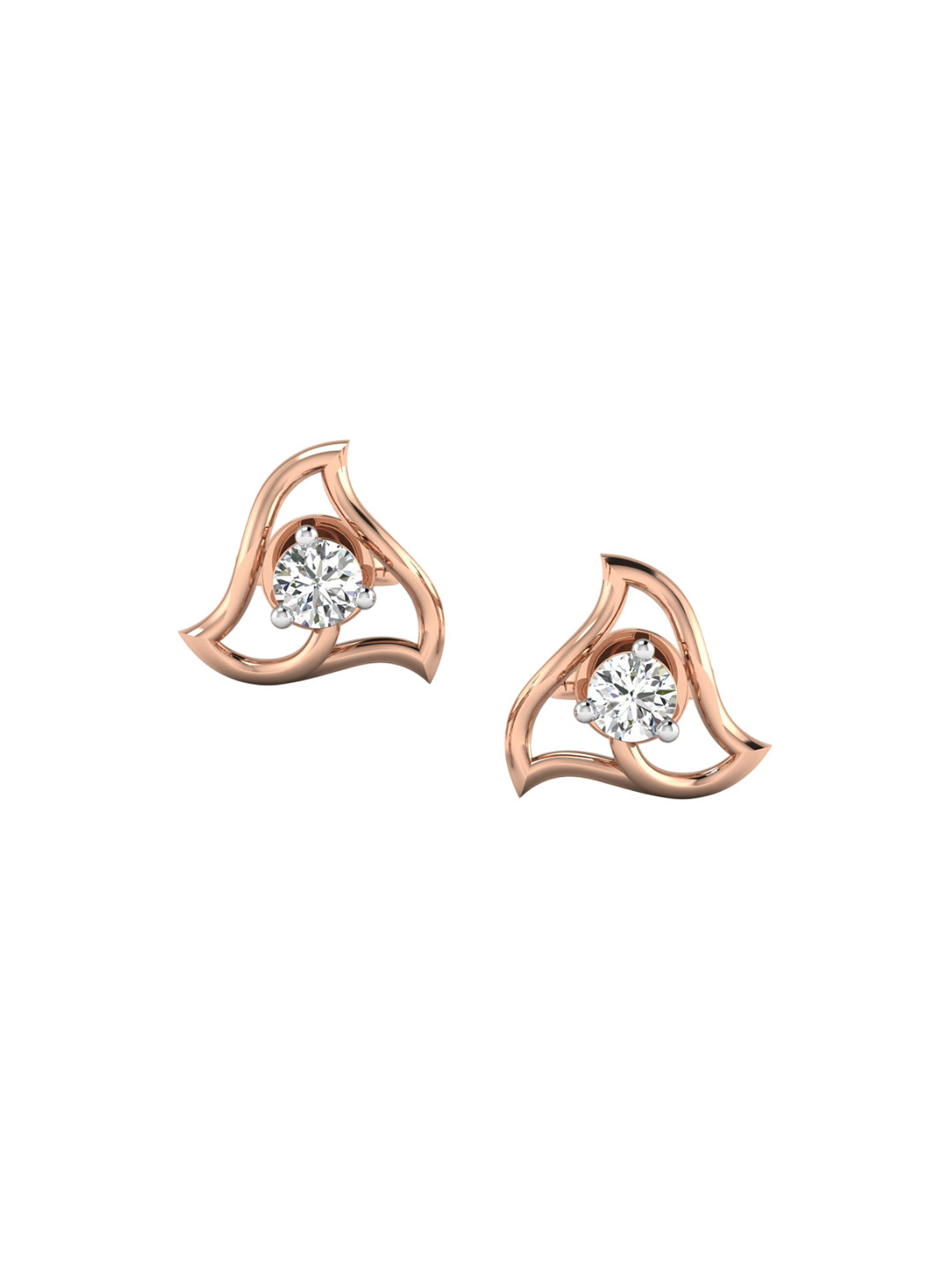 SHINE ETERNAL 14 Kt Rose Gold Lab Grown Diamond Swirling Grace Stud Earrings