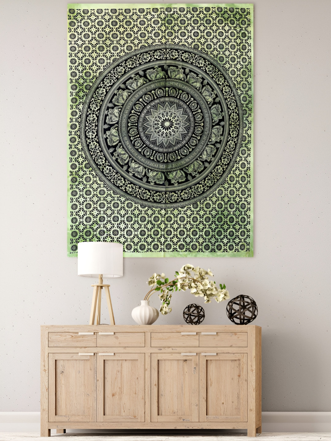 HANDICRAFT PALACE Elephant Mandala Printed Cotton Wall Hanging Tapestry