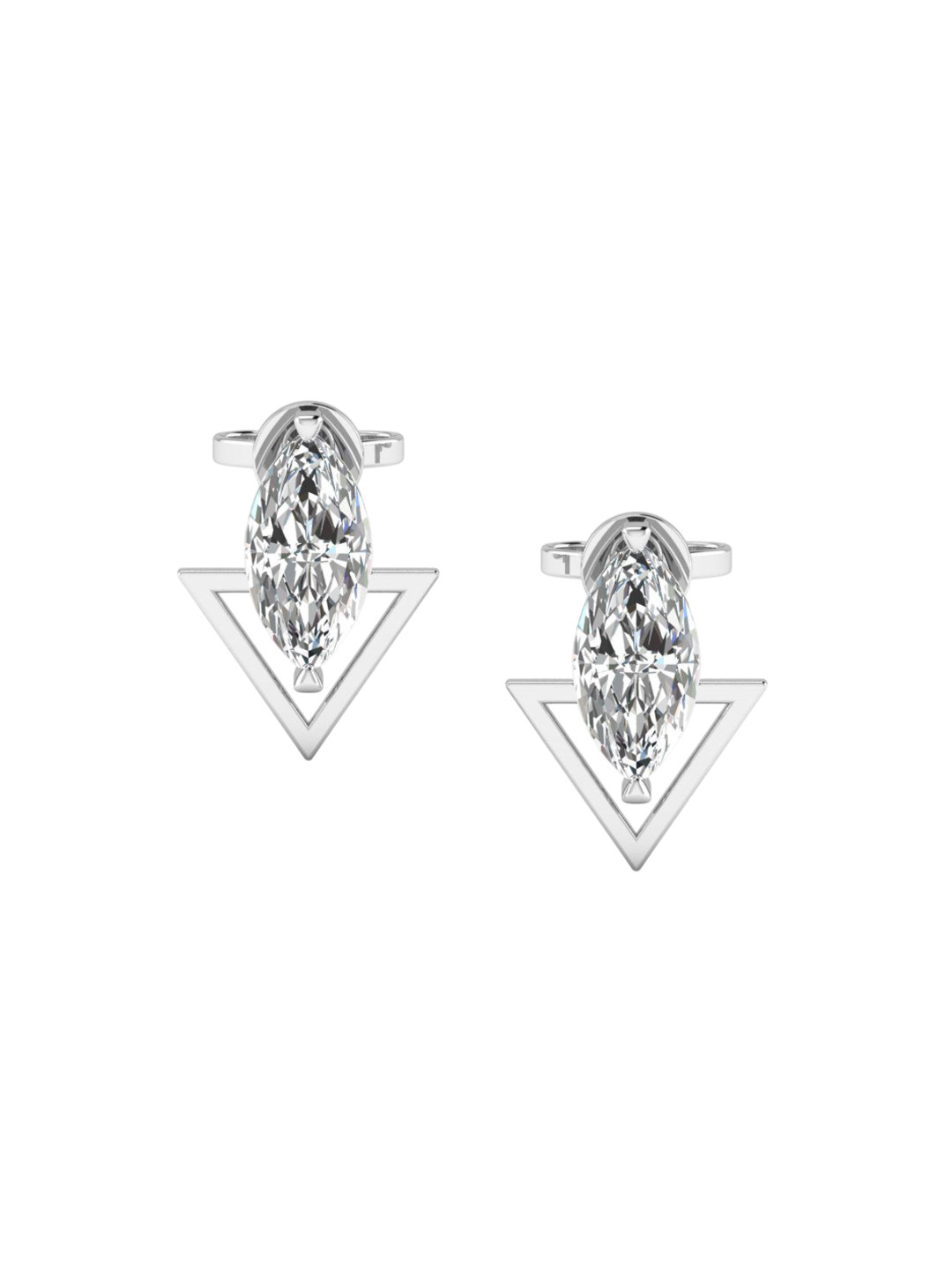 SHINE ETERNAL 14 Kt White Gold Lab Grown Diamond Marquise Inverted Luxe Earrings