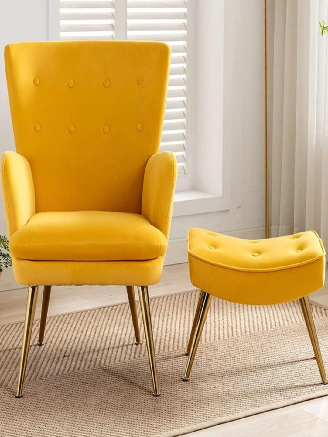 WILBAR Yellow Solid Wilbar Lounge Chair with Ottoman