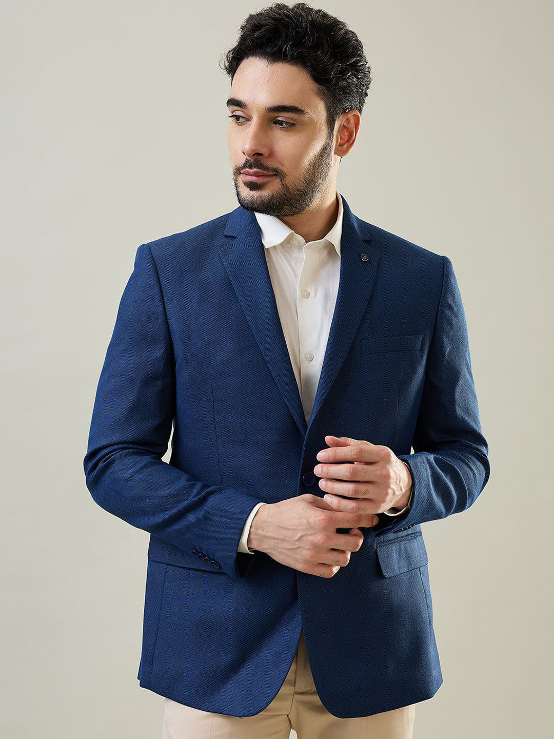 TIM PARIS Notched Lapel Slim Fit Single Breasted Blazers