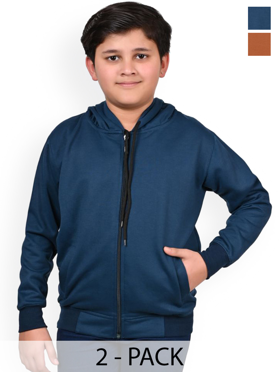BAESD Boys Pack of 2 Hooded Solid Lightweight Bomber Jackets