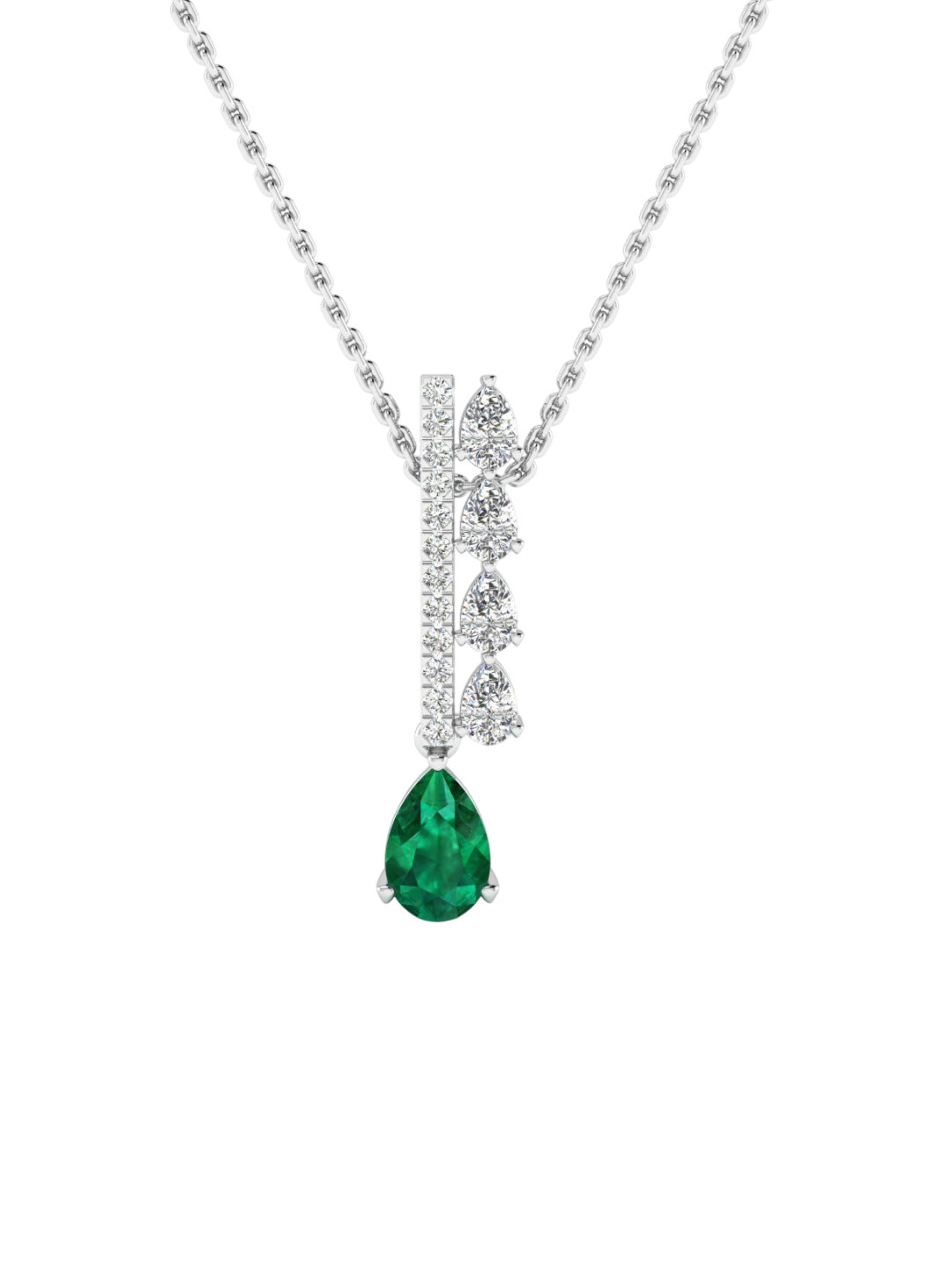 SHINE ETERNAL 18K White Gold Lab Grown Diamond Emerald Scarlet Grace Pendant-1.396g