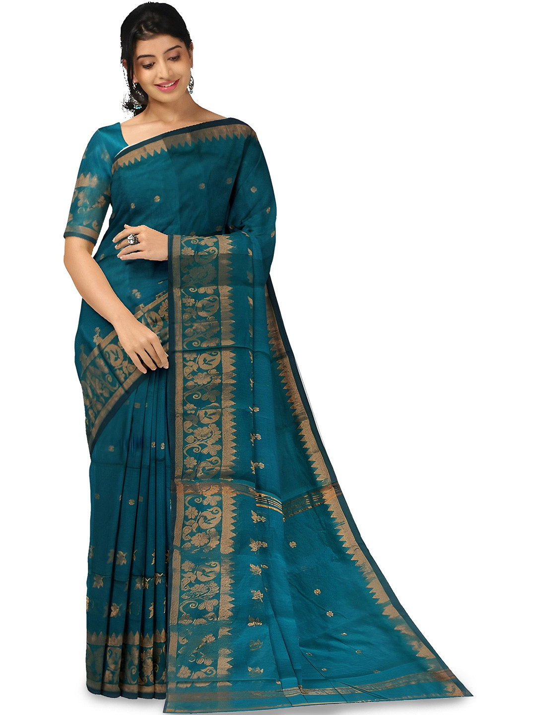 Saree star Women Woven Design Zari Taant Sarees