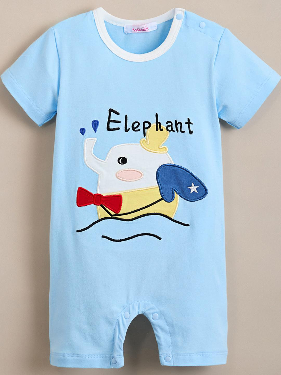 Hopscotch Kids Elephant Pool Cotton Romper