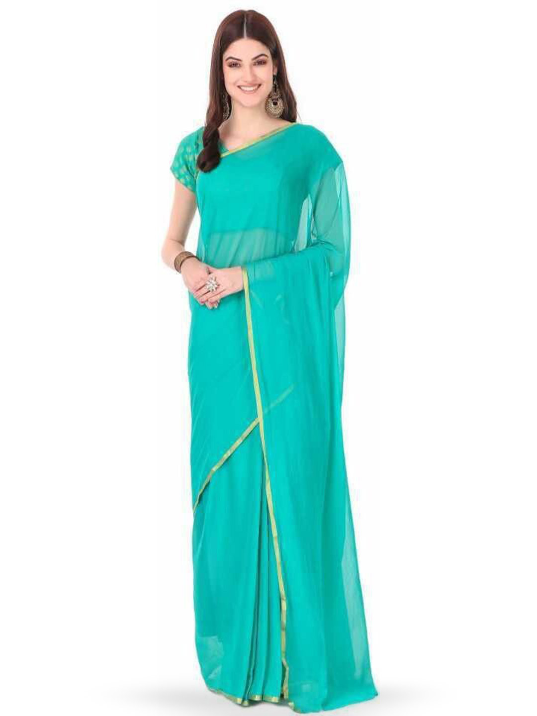 THE FASHION ATTIRE Poly Chiffon Banarasi Saree with Unstitched Blouse Piece