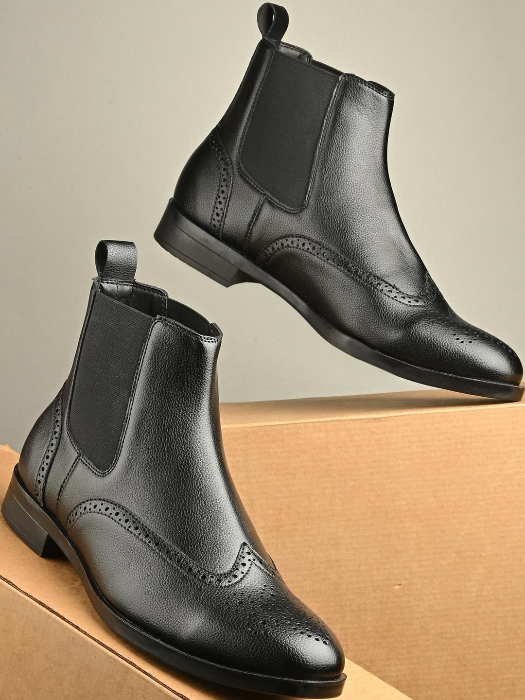 El Paso Stylish Black Chelsea Boots For Men Suede Finish