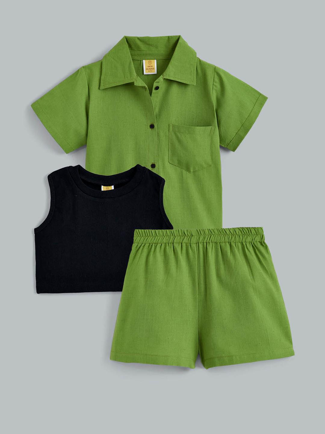 3-Pc Tank Top, Shirt & Shorts