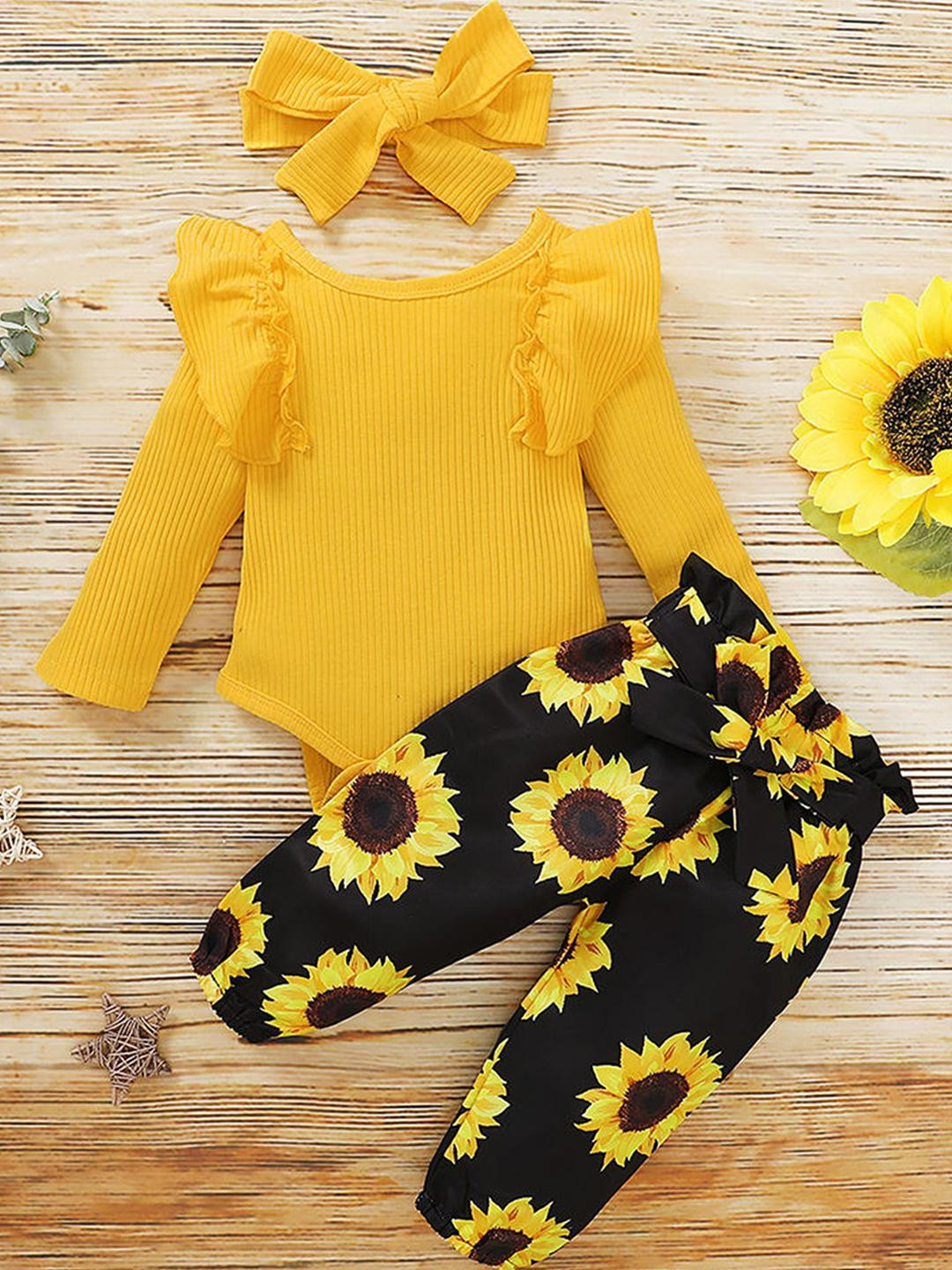 2-Pc Floral Onesie & Pants