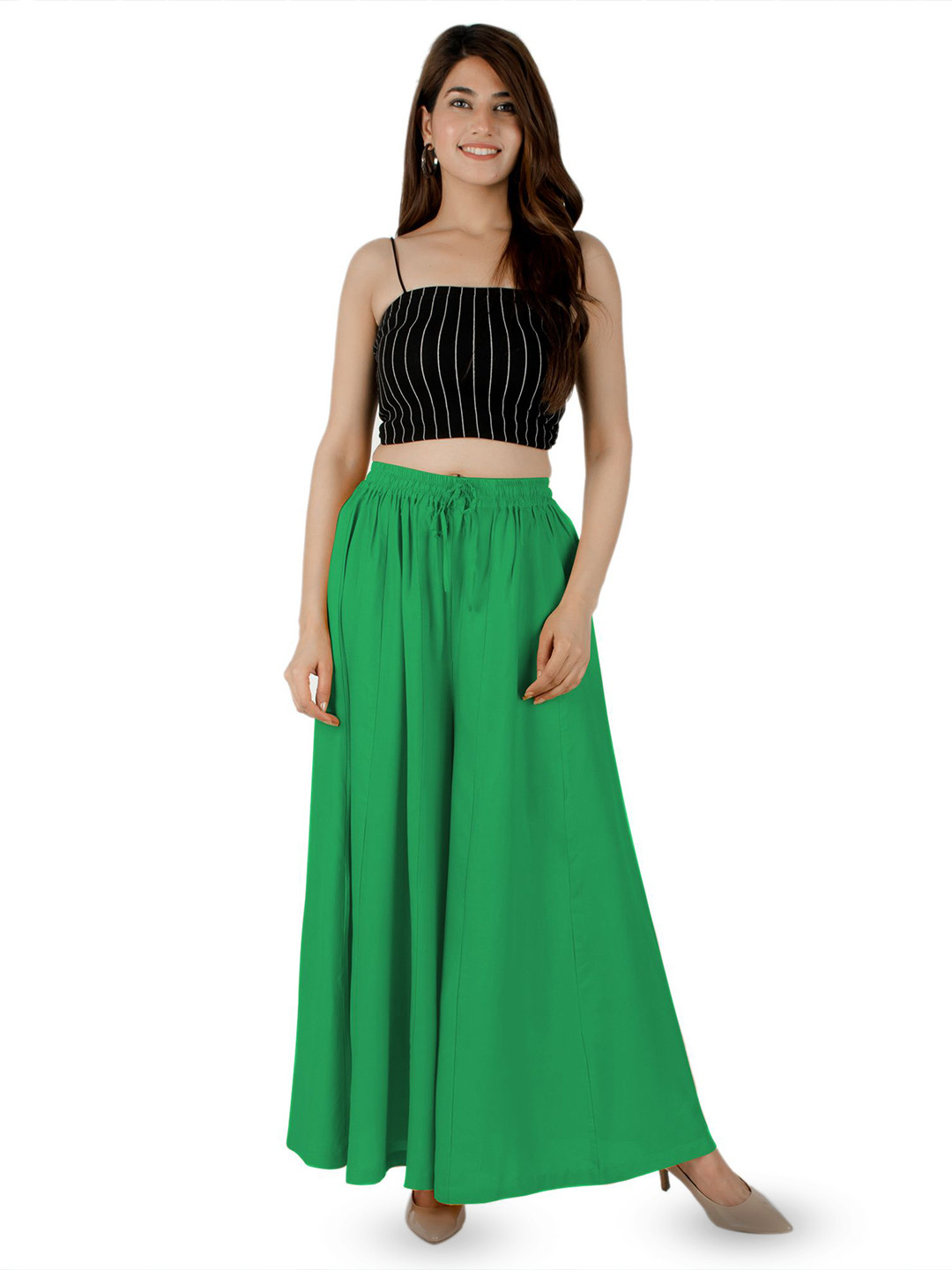 AARMAD Women Solid Loose Fit Flared Palazzos