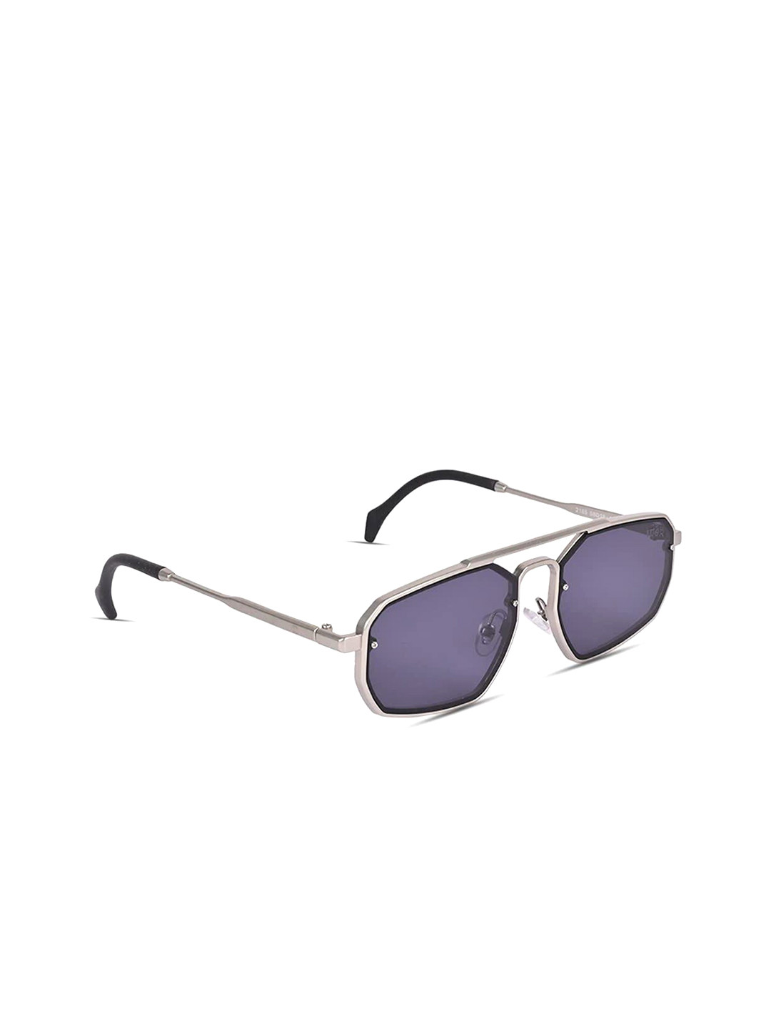 SPADEACES Unisex Aviator Sunglasses Silver Black Polygon-298
