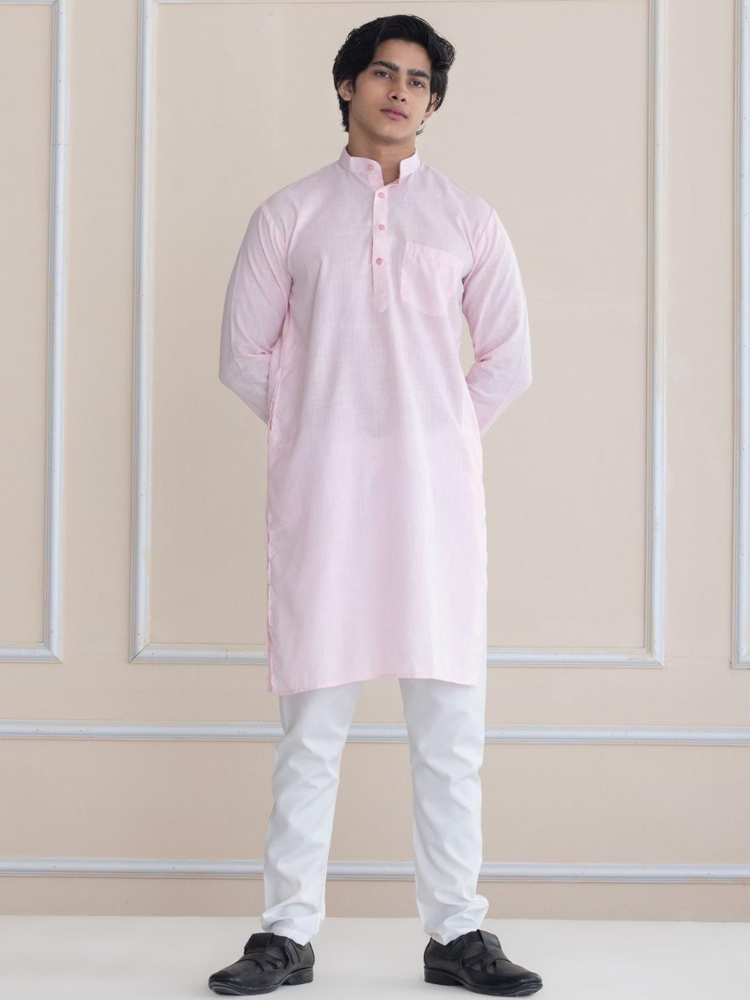 APPIX Men Pink Cotton Blend Kurta Sets